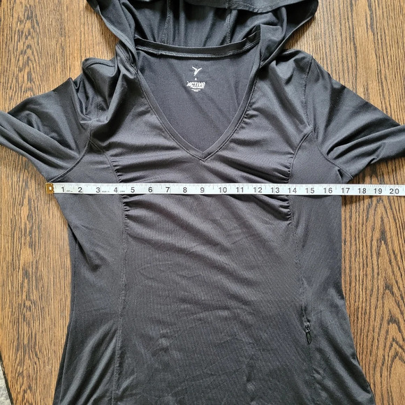 Old Navy Active Black Hooded Running Top with Thumb Cut Outs Size Women's Small - Picture 6 of 9